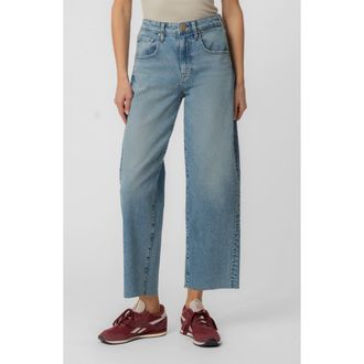 Kut from the Kloth Gwen Raw Hem High Waist Crop Slouchy Wide Leg Jeans in Answering at Nordstrom, Size 16