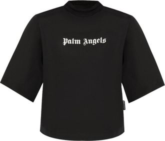 Palm Angels Black Classic Logo cropped t-shirt
