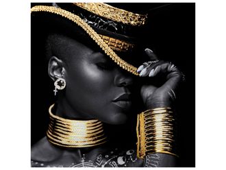 Schubiger M&ouml;bel Digitaldruck auf Glas Geheimnisvolle Sch&ouml;nheit mit Hut