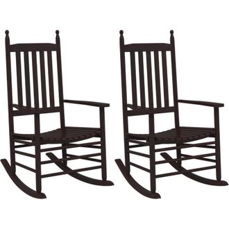 vidaXL Mecedoras Con Asiento Curvo 2 Uds Madera &Aacute;lamo Maciza Marr&oacute;n Vidaxl