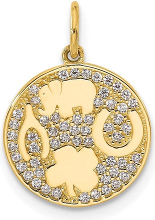 Diamond2Deal 10k Yellow Gold Polished Cubic Zirconia Good Luck Medallion Charm Pendant