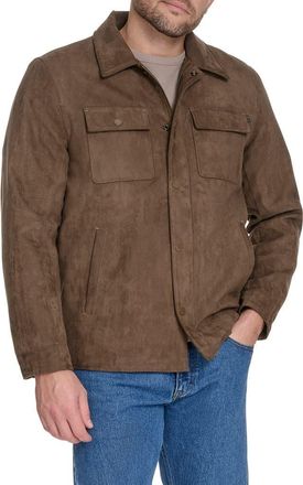Dockers Faux Suede Shirt Jacket in Chocolate at Nordstrom, Size Xx-Large