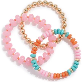 Nordstrom 3-Pack Beaded Bracelets in Pink Multi- Gold at Nordstrom