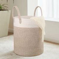 OEM Cesto De Ropa De Algod&oacute;n Tejido, 38l, Cesta De Lavander&iacute;a Con Asa, Cesta Para Juguetes De Beb&eacute;, Cesta De Ropa, 35x40cm - Crezuo