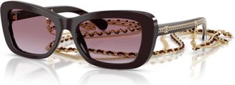 Chanel Sunglasses, female, Black, Size: 54 MM Rectangle Sunglasses