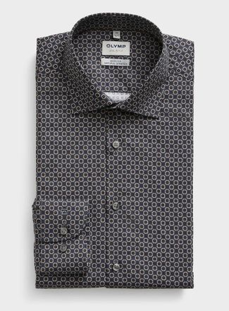Olymp Mens Geo floral slate shirt Modern fit