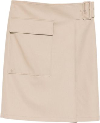 Courr&egrave;ges Beige Solid Knee Length Skirt