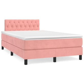 vidaXL Vidaxl - Cama Box Spring Con Colch&oacute;n Terciopelo Rosa 120x190 Cm