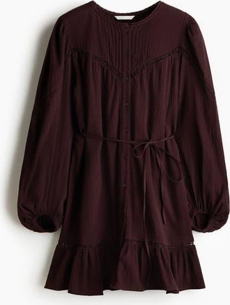 H&M Cotton Tunic Dress in Dark Brown at Nordstrom, Size X-Small