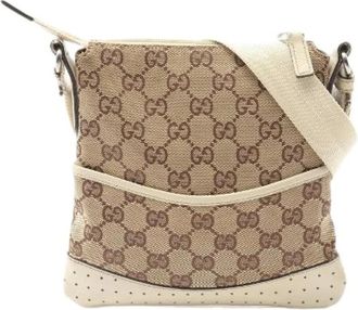 Gucci Pre-owned Cross Body Bags, female, Beige, Size: ONE SIZE Pre-owned Canvas Cross Body Bag
