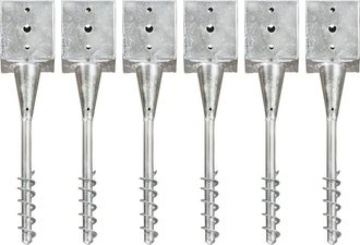 vidaXL Vidaxl - Picas De Tierra 6 Uds Acero Galvanizado Plateado 12x12x56 Cm