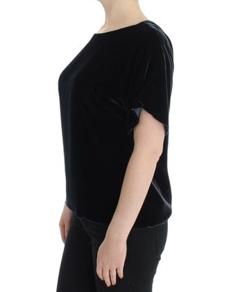 Dolce & Gabbana Womens Black Velvet Shortsleeved Blouse Silk