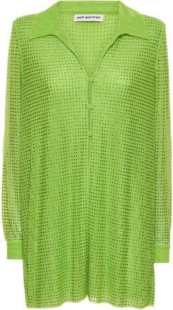 Self Portrait Oversized Overhemd - Dames - Shirt Kleedjes - Groen - XS - Polyester - Kleedjes