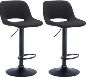 Clp Clp - Set De 2 Taburetes De Bar En Tela Negro Metal Negro Mate