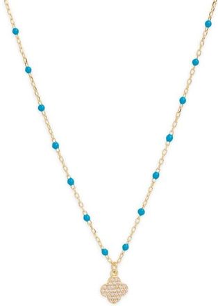 Argento Vivo Enamel Pav&eacute; Clover Pendant Necklace in Gold at Nordstrom