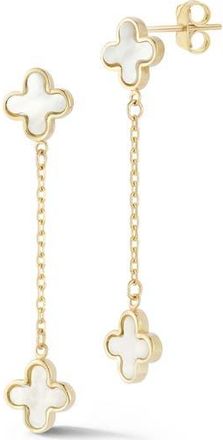 Ember Fine Jewelry 14K Gold Mother of Pearl Clover Drop Earrings at Nordstrom Rack