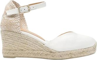 Castaner Witte Espadrille Sleehak Sandaal - Dames - Sleehakken - Wit - 40 EU - Leer - Schoenen