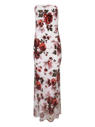 Rodarte floral-print strapless gown - women - Viscose/Nylon/Silk - 10 - White