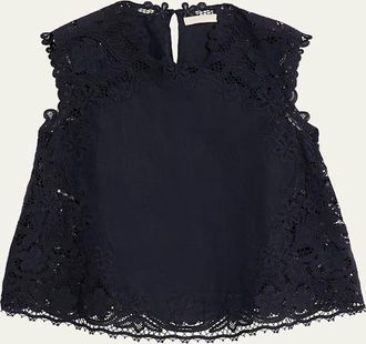 Ulla Johnson Amelie Embroidered Linen-Blend Top