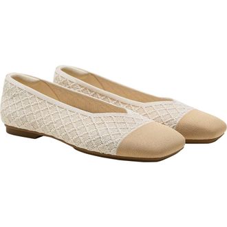 Vivaia Square-Toe Margot V-Cut Flats in Yellow Apricot Quilt at Nordstrom, Size 7.5