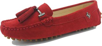 Minitoo Casual Shoes Womens Tassel Driving Red Suede Penny Loafers Moccasins Slip-on Flats UK 7