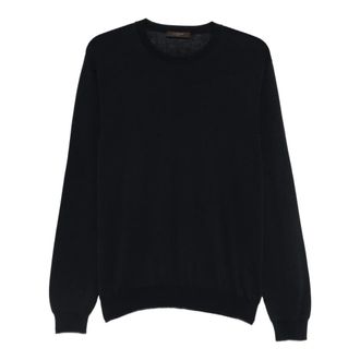 Zanone Round-neck Knitwear, male, Black, Size: XL Z0542 Maglia