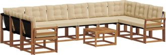 vidaXL Conjunto De Sof&aacute;s De Exterior 11 Uds. Natural Y Beige Vidaxl