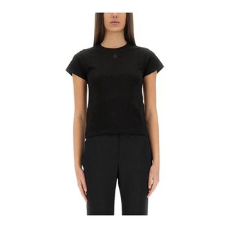 Alexander McQueen Alexander McQueen, T-Shirts, female, Black, Size: M Crewneck T-Shirt with Logo Detail