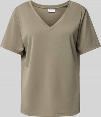 Jake*s Casual T-Shirt mit V-Ausschnitt in Lind, Gr&ouml;&szlig;e XS
