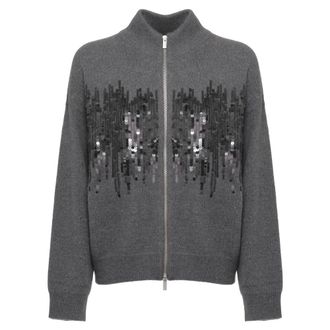 PESERICO Cardigan con Zip e Paillettes - - Knitwear - Donna - Grigio - S