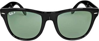 Ray-Ban Ray Ban Wayfarer Folding Classic Polarized Green Classic G-15 Rectangular Unisex Sunglasses RB4105 601/58 54