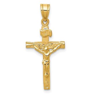 Diamond2Deal 14k Yellow Gold INRI Crucifix Charm Pendant