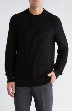 BOSS Imberto Textured Sweater in Black at Nordstrom, Size Medium
