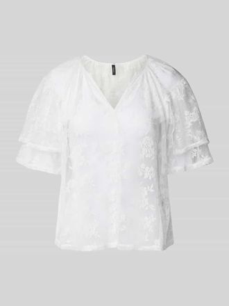 Vero Moda Loose Fit Blusenshirt aus Spitze Modell CELINE in Offwhite, Gr&ouml;&szlig;e XS
