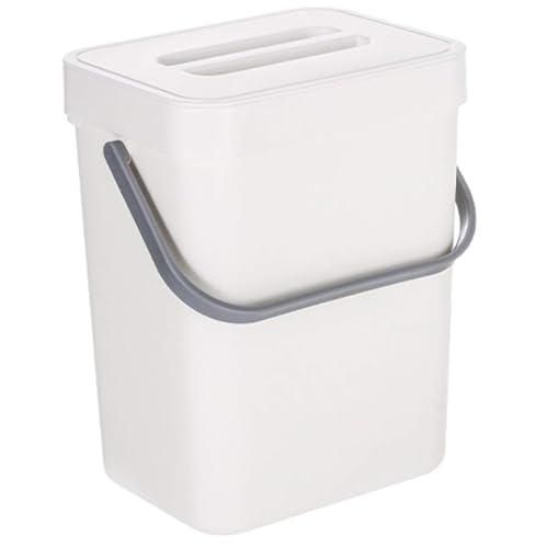 Kitchen Move AURA Treteimer Aus Kunststoff - 12 Liter, Weiß, Rechteckig | Für Küche, Bad, Büro