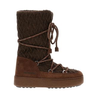 Moon Boot Moon Boot, Winter Boots, female, Brown, Size: 6 US Knit Moonboot