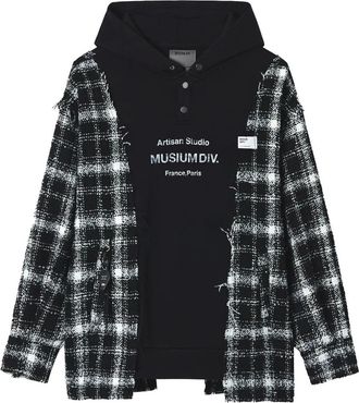 Musium Div. Maglione a quadri con cappuccio - Nero