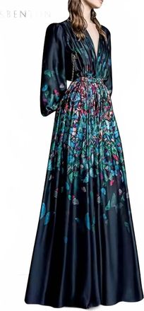 Zuhair Murad Glasswing Butterflies Gown In Blue Multi