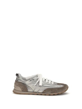Brunello Cucinelli Silver Lace-up Sneakers