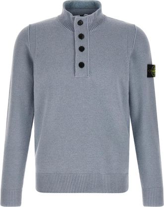 Stone Island Light Blue Logo Patch Sweater