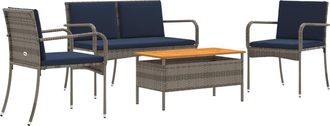vidaXL Conjunto De Jard&iacute;n Gris Rat&aacute;n Sint&eacute;tico Vidaxl