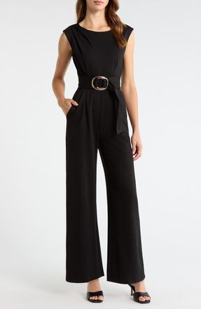 Tahari by ASL Buckle Detail Jumpsuit in Black at Nordstrom, Size 16