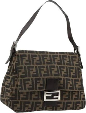 Fendi Pre-owned Shoulder Bags, female, Brown, Size: ONE SIZE Pre-owned Zucca Canvas Shoulder Bag