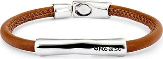 UNOde50 Leather Bracelet With Sterling Silver-Plated Central Detail at Nordstrom, Size X-Large