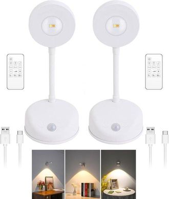 OEM 2 Unidades De L&aacute;mpara De Pared Led Con Forma De Ojo De Gato De 2000 Mah Con Sensor De Movimiento, Recargable Y Regulable, Color Blanco