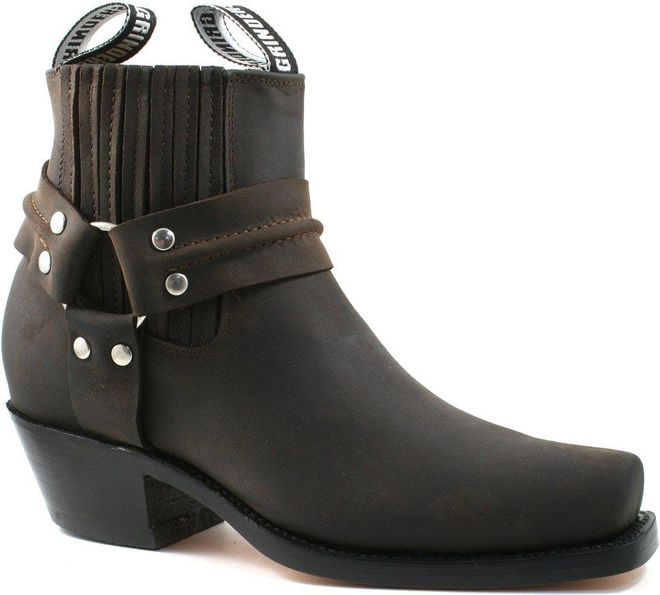 MENS GRINDERS HARNESS LO BROWN LEATHER WESTERN ANKLE COWBOY BOOTS -UK 12 (EU 46)