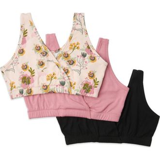 Everly Grey Paisley During & After 3-Piece Maternity/Nursing Sleep Bras in Camellia at Nordstrom, Size Small A