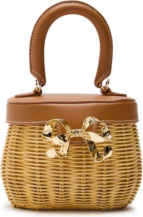 Self Portrait Bow Rattan top Handle bag - Brown - One Size