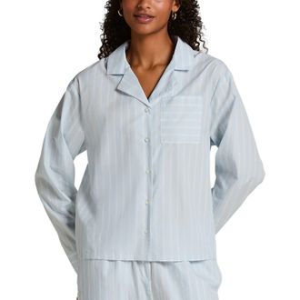 Hunkem&ouml;ller Woven Cotton Stripe Jacket in Xenon Blue at Nordstrom, Size X-Small