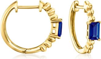 RS Pure by Ross-Simons Lab-Grown Sapphire Hoop Earrings in 18kt Gold Vermeil